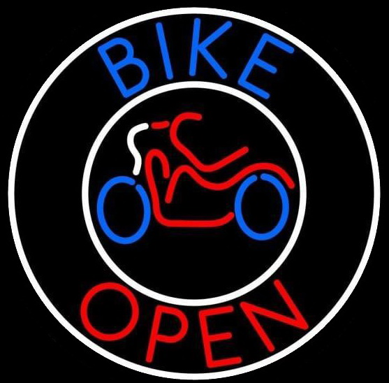 Bike Open With Border Neon Sign